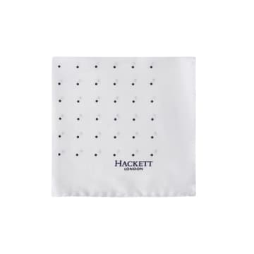 Hackett Small Space Dot Pocket Square In White