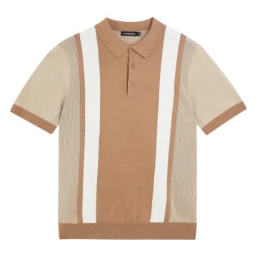 J. Lindeberg Rey Striped Polo In Brown