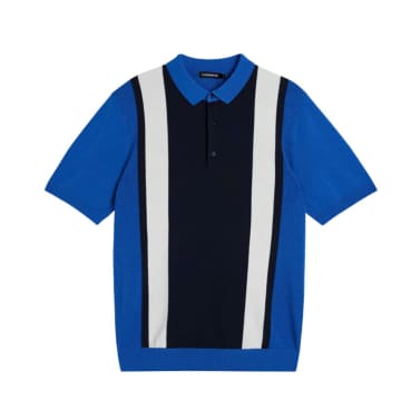 J. Lindeberg Rey Striped Polo In Blue
