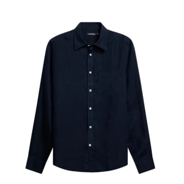 J. Lindeberg Clean Linen Slim Shirt In Blue