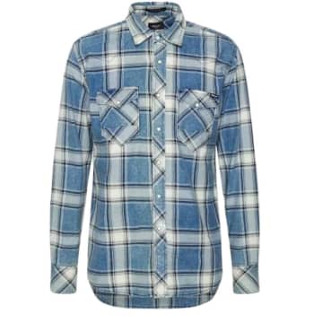 Replay Western Checked Shirt In White