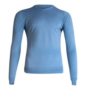 John Smedley Shipton V Neck Pullover In Blue