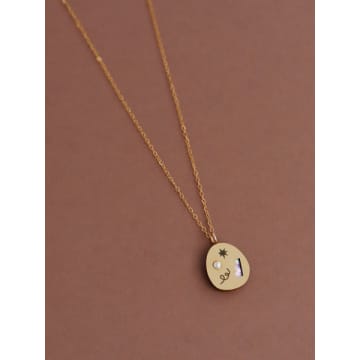 Wolf & Moon Frances Necklace In Brass