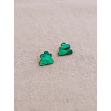 Wolf & Moon Lena Studs In Emerald
