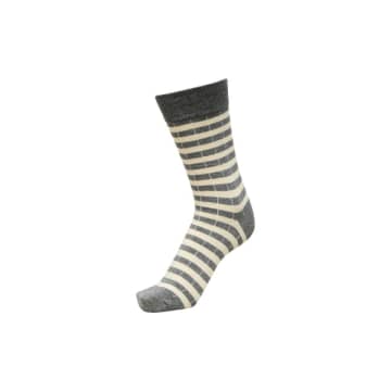 Selected Homme Bone White Small Stripes Mens Socks