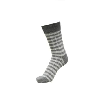 Selected Homme Dark Grey Small Stripes Mens Socks