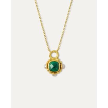 Ottoman Hands Esther Emerald And Pearl Pendant Necklace