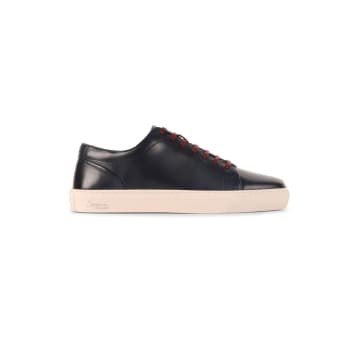 Oliver Sweeney Navy  Hayle Finished Leather Trainers In Blue