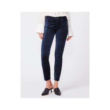 Shop Paige Deep Navy Hoxton Velvet Ankle Jeans In Blue