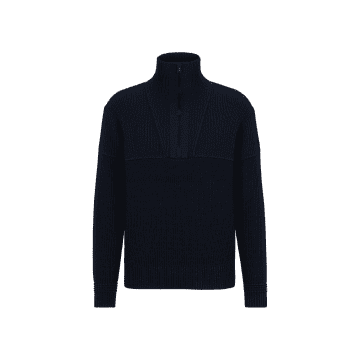 Hugo Boss Open White Atondo Half Zip Knitted Jumper