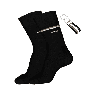 Hugo Boss Pack Of 2 Black Rs Keyring Socks Gift Set