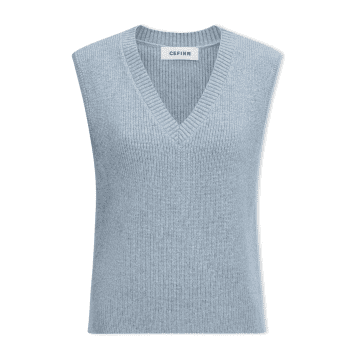 Cefinn Julie Cotton Merino V Neck Knitted Layering Vest