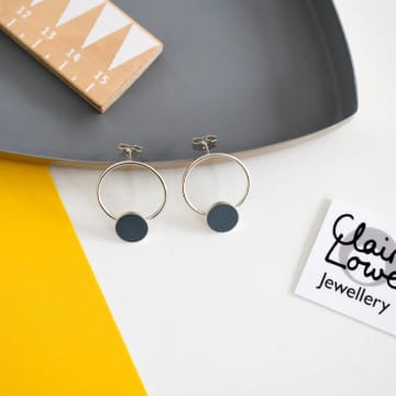 Claire Lowe Jewellery Double Circle Grey Earrings