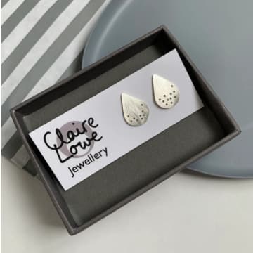 Claire Lowe Jewellery Drilled Teardrop Studs In Metallic