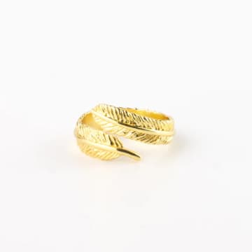 Pineapple Island Paradise Wrap Feather Ring In Gold