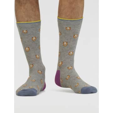 Thought Spm892 Axel Bear Organic Cotton Socks In Mid Grey Marle
