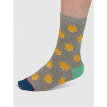 Thought Spw884 Oriane Weather Organic Cotton Socks In Mid Grey Marle