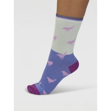 Thought Spw881 Birdie Colour Block Bamboo Socks In Spearmint Green