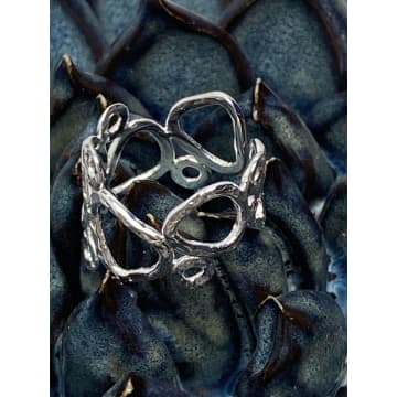 Azuni London Thalia Small Silver Sculptural Ring In Metallic