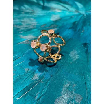 Azuni London Thalia Small Gold Sculptural Ring In Moonstone