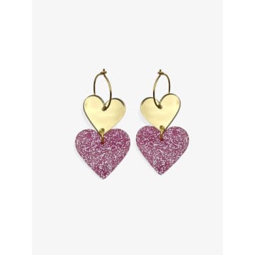 By Fossdal All 4 Love Earrings In Pink