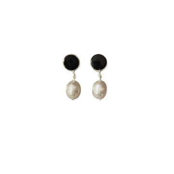Collardmanson Black Onyx Pearl Drop Earrings In Metallic
