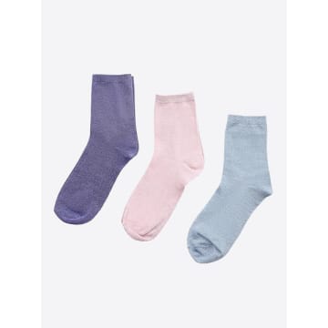 Numph Violet Blue And Pink Glitter Socks Multi Box In Purple