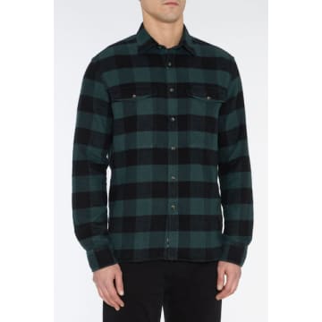7 For All Mankind Green And Black Checked Brushed Cotton Overshirt