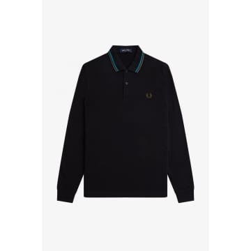 Fred Perry Black M3636 Twin Tip Ls Polo Shirt