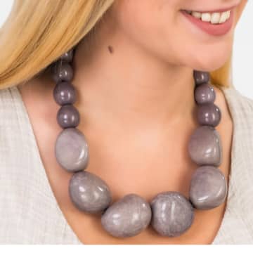 New Arrivals Pretty Pink Organico Chunky Necklace Grey
