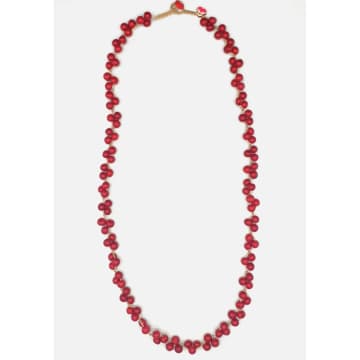 New Arrivals Pretty Pink Acai Berries Long Necklace Red