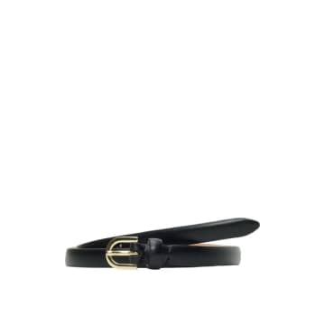 Selected Femme Barba Slim Leather Belt In Black