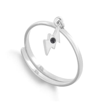 Sarah Verity Silver Lightening Charm Ring In Metallic