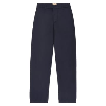 Burrows And Hare Cotton/linen Trouser In Blue