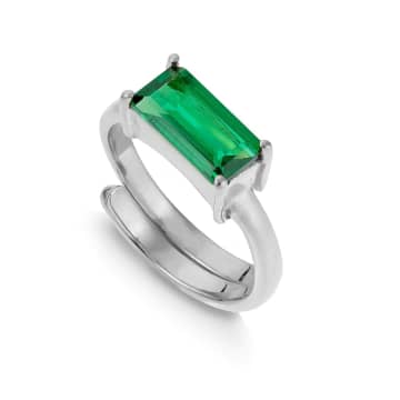 Svp Jewellery Svp Nirvana Large Emerald Quartz Silver Ring In Metallic