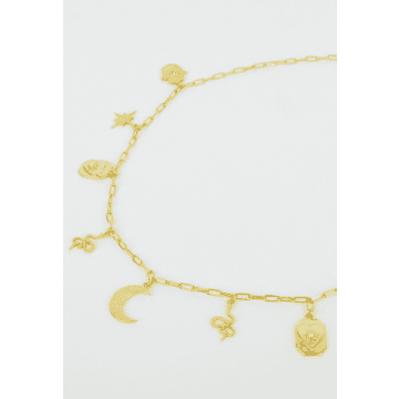 My Doris Gold Crystal Charm Necklace