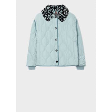 Paul Smith Quilted Jacket With Faux Fur Leopard Collar Size: 12, Col: In Animal Print