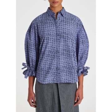 Paul Smith Check Pattern Mid Tie Sleeve Shirt Size: 12, Col: Blue