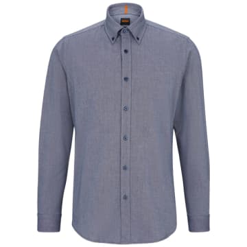 Shop Hugo Boss Rickert Oxford Regular Fit Ls Shirt In Blue
