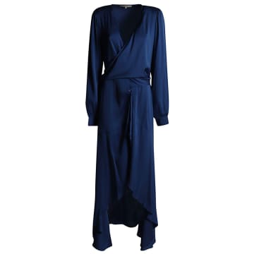 Silk95five Long Silk Dress In Blue
