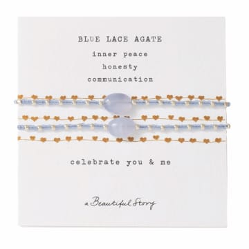 A Beautiful Story Silver And Blue You And Me Lace Agate Bracelets