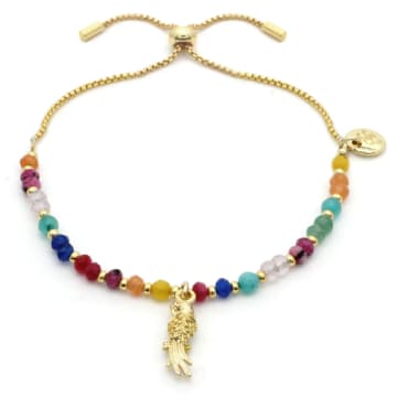 Boho Betty Multicoloured Charm Macaw Bracelet In Red