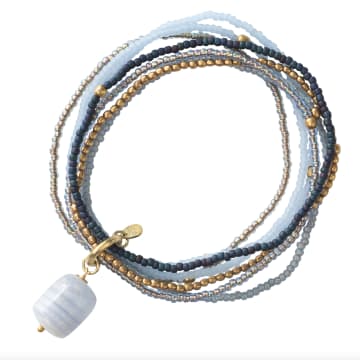 A Beautiful Story Gold Blue Lace Nirmala Agate Bracelet