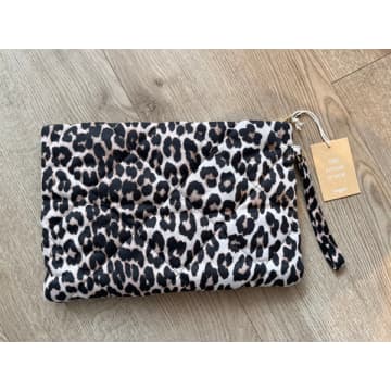Suncoo Atiba Fabric Quilted Leopard Print Clutch Bag In Animal Print