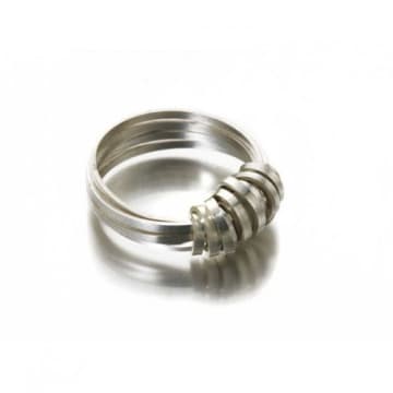 Just Trade Silver Ribbon Ring In Metallic
