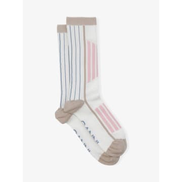 Ganni White Sporty Socks In Egret