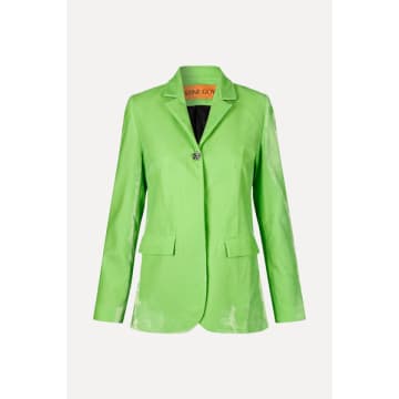 Stine Goya Neon Green Archi Velvet Jacket In Neon_green