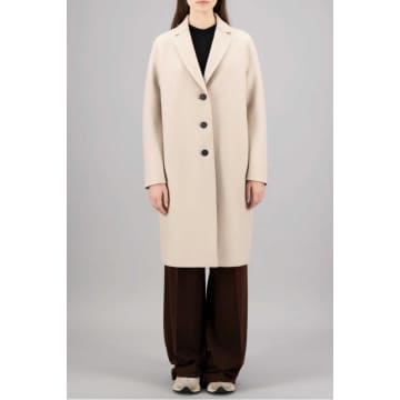 HARRIS WHARF LONDON OVERCOAT WITH LIBERTY LINING IN ALMOND