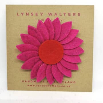 Lynsey Walters Retro Daisy Brooch In Pink
