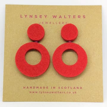 Lynsey Walters Retro Hoop Earring In Red